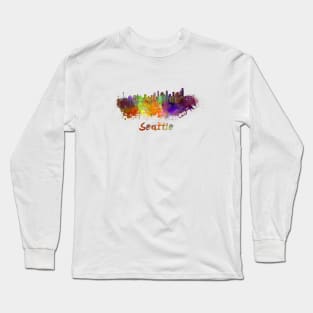 Seattle skyline in watercolor Long Sleeve T-Shirt